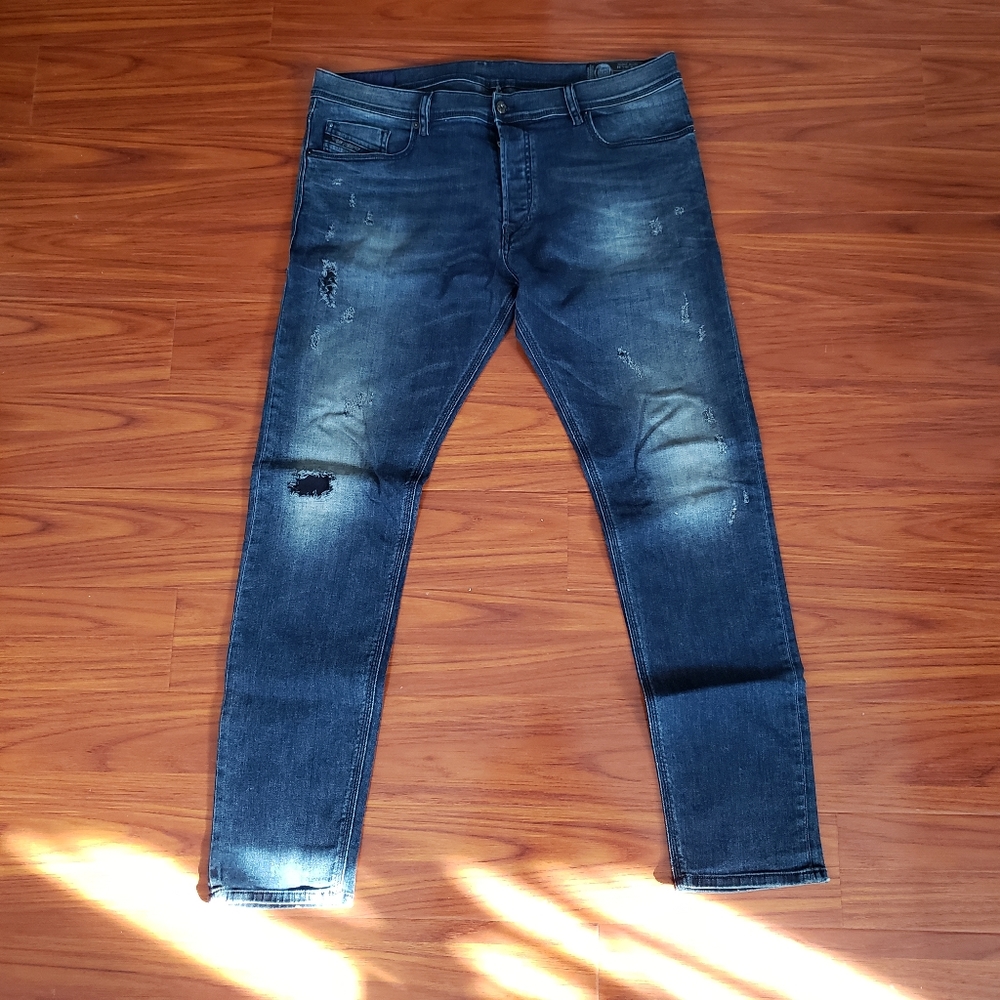 DIESEL DARK BLUE WASH TEPPHAR JEANS SLIM CARROT W38 L32